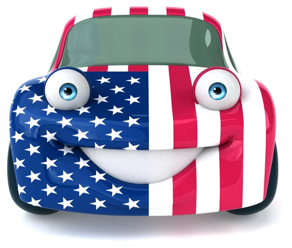 Zábavné auto s americkou vlajkou — Stock fotografie