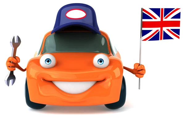 Divertido coche con bandera británica — Foto de Stock