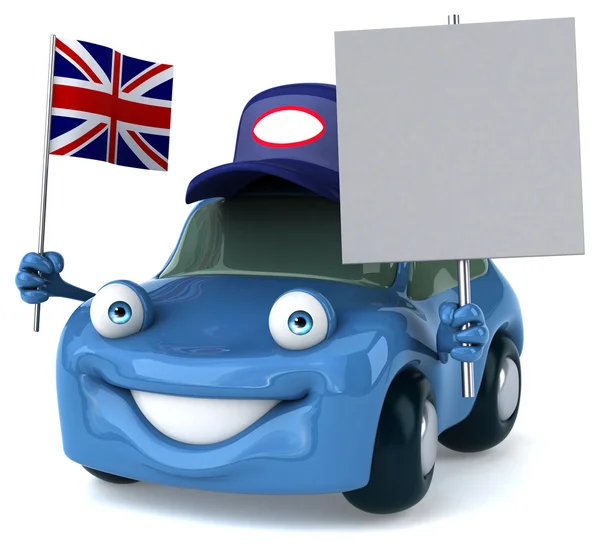 Voiture amusante avec drapeau britannique — Photo