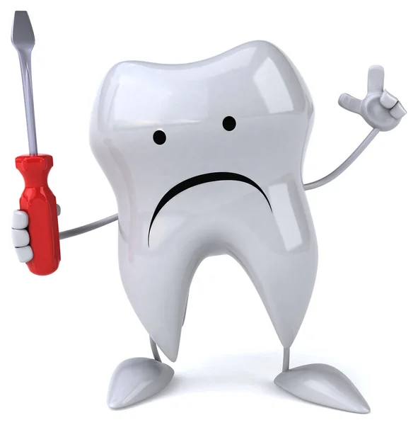 Fun tooth with screwdriver — Stock Photo, Image