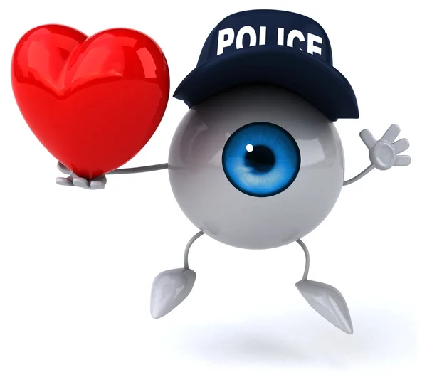 Fun eye with red heart — Stock Photo, Image