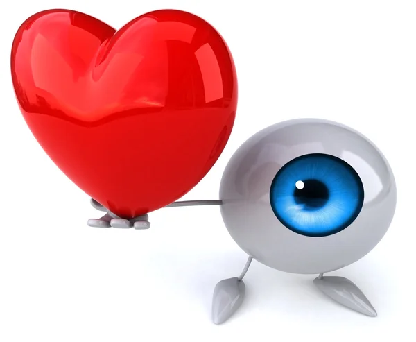 Fun eye with red heart — Stock Photo, Image