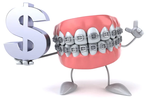 Fun teeth with dollar sign — Stock Photo, Image