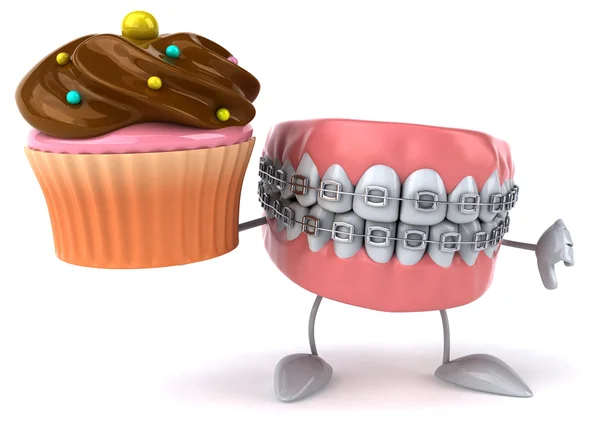 Fun teeth with cupcake — Stock Photo, Image