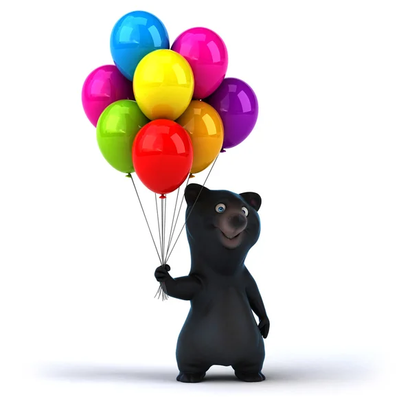 Orso divertente con palloncini colorati — Foto Stock