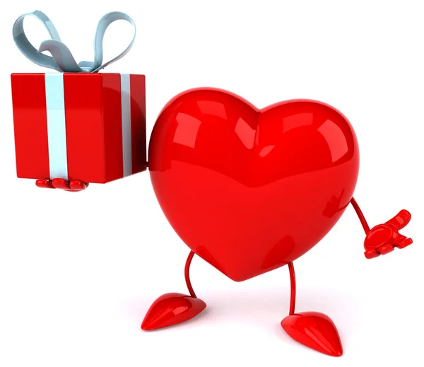 Corazón divertido con caja de regalo — Foto de Stock