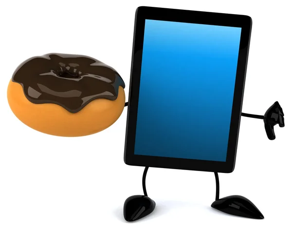 Fun Tablet mit Donut — Stockfoto