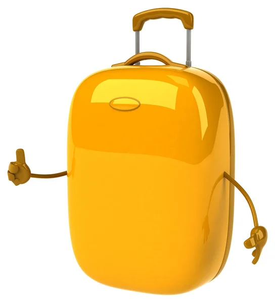 Fun yellow suitcase — Stock Photo, Image