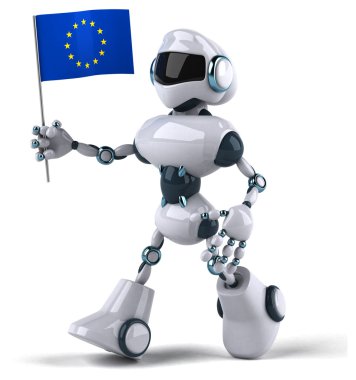 Avrupa bayrak ile robot