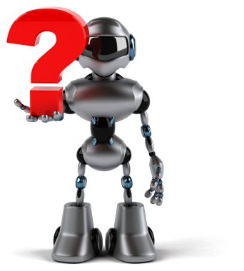 Kırmızı soru işareti ile robot