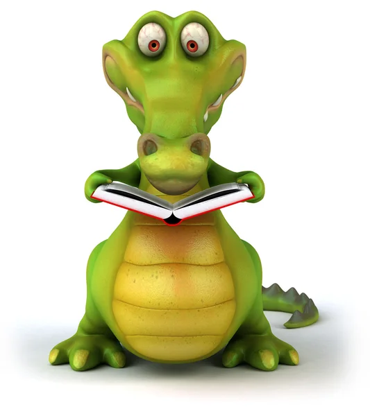 Krokodyl zabawa z książką — Zdjęcie stockowe