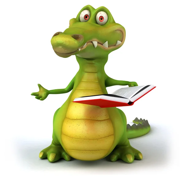 Веселый крокодил с книгой — стоковое фото