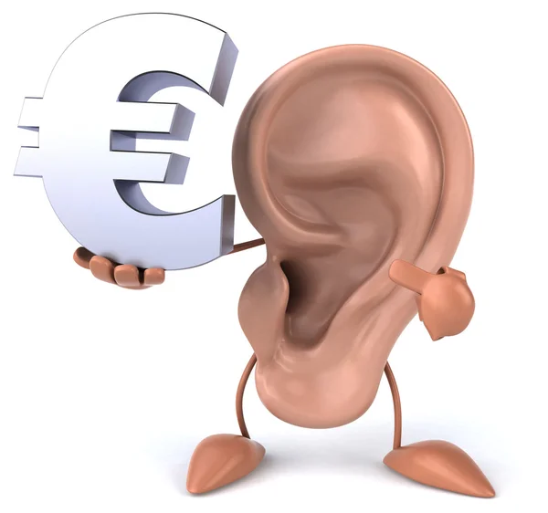 Cartoon oor met eurosymbool — Stockfoto