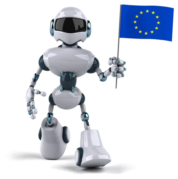 Robot with flag of Europe — Stock Photo, Image