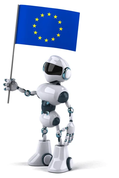 Robot con bandiera dell'Europa — Foto Stock