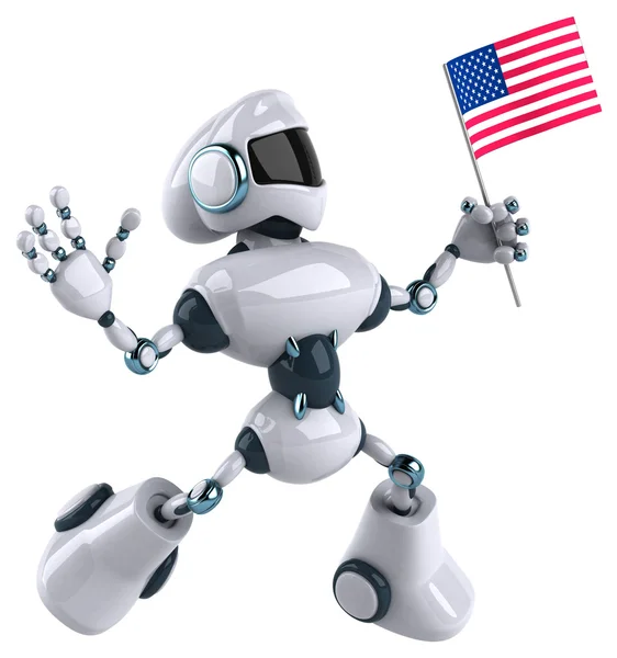 Robot with American flag — Stock Photo, Image