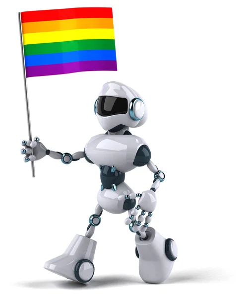 Robot con bandera de arco iris —  Fotos de Stock