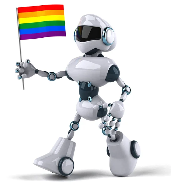 Robot met een Regenboogvlag — Stockfoto