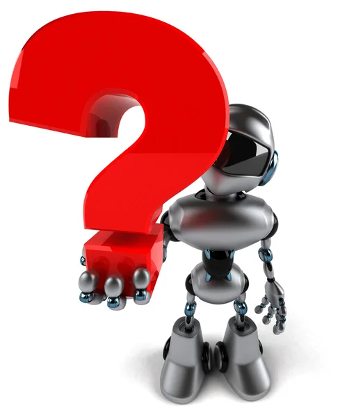 Robot with red question mark — Stock Photo, Image