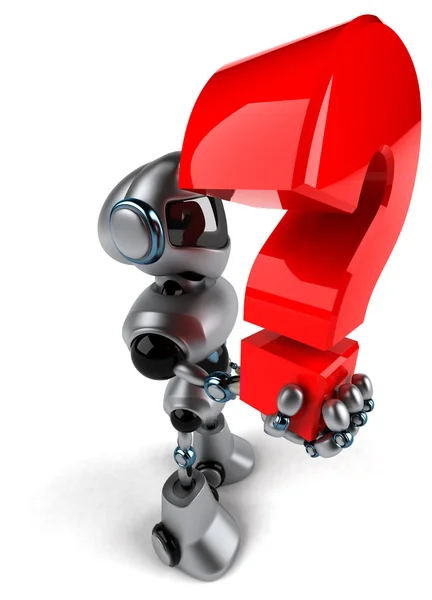 Robot met rood vraagteken — Stockfoto