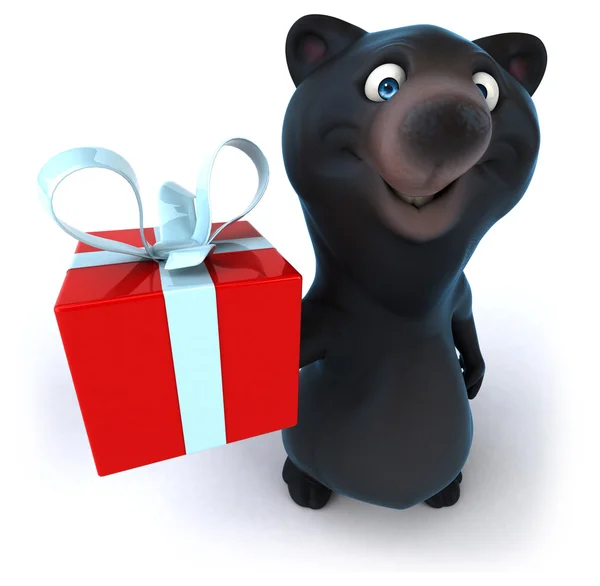 Fun bear with present — Stock Photo, Image