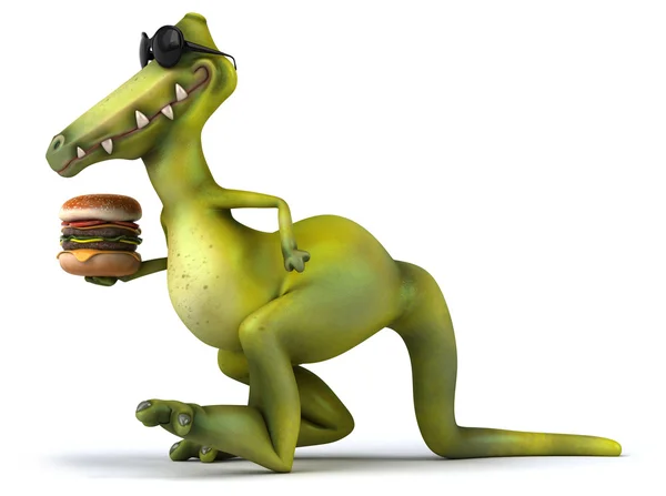 Dinosaur with burger — Stock Photo, Image