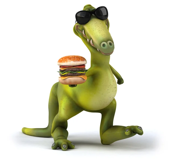 Dinosaurier mit Burger — Stockfoto