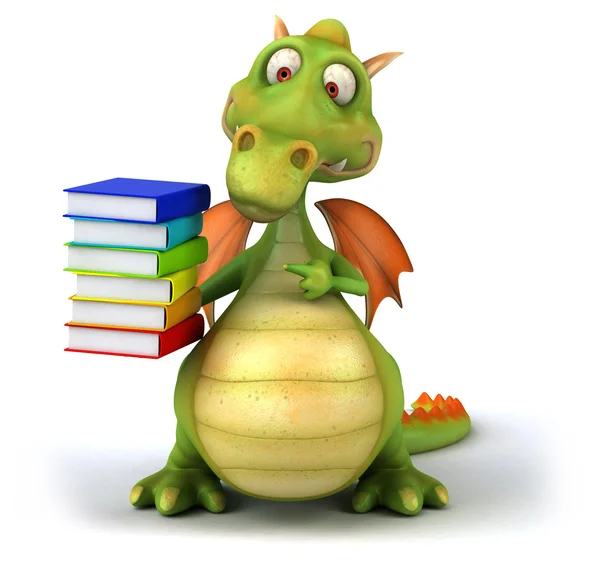 Lustiger Drache mit Büchern — Stockfoto