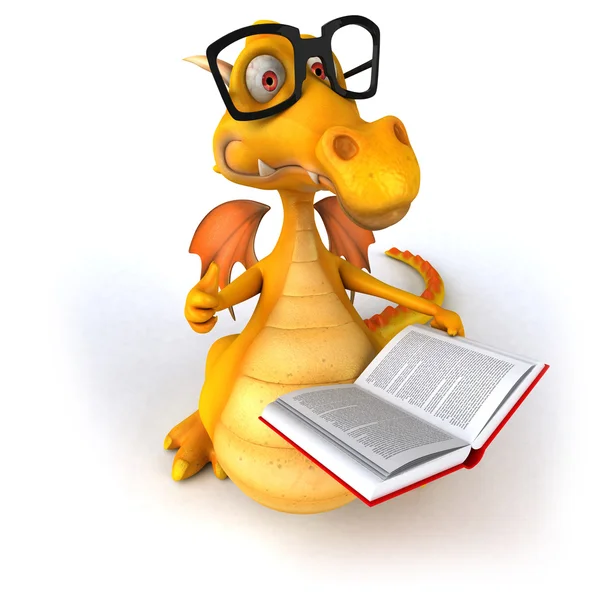 Dragón divertido en gafas con libro —  Fotos de Stock