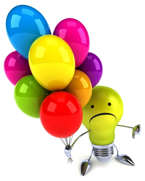 Веселая лампочка с воздушными шарами — стоковое фото