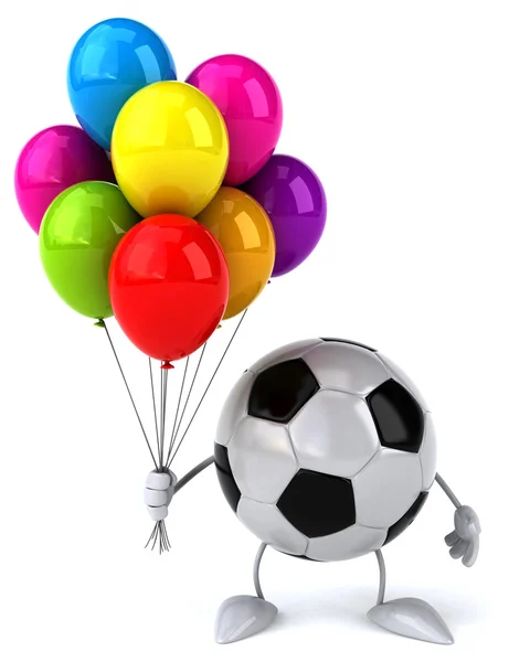 Fotbalový míč s barevnými balónky — Stock fotografie