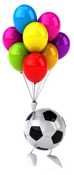 Fotbalový míč s barevnými balónky — Stock fotografie