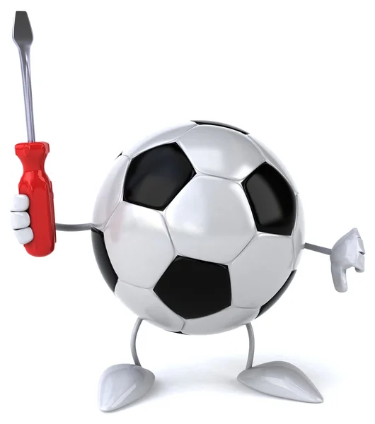 Football ball with screwdriver — Stock Photo, Image