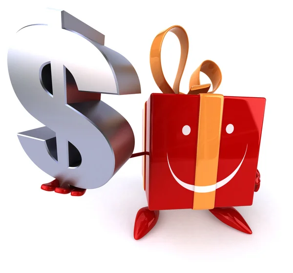 Fun gift with dollar sign — Stock Photo, Image