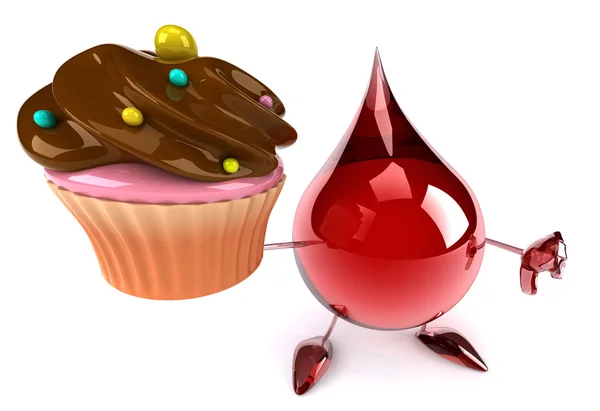 Blood drop and cupcake — Stock Photo, Image