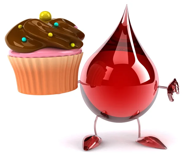 Blood drop and cupcake — Stock Photo, Image