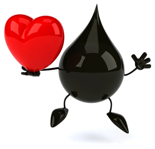 Olja droppe med rött hjärta — Stockfoto