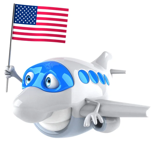 Веселый самолет с флагом США — стоковое фото