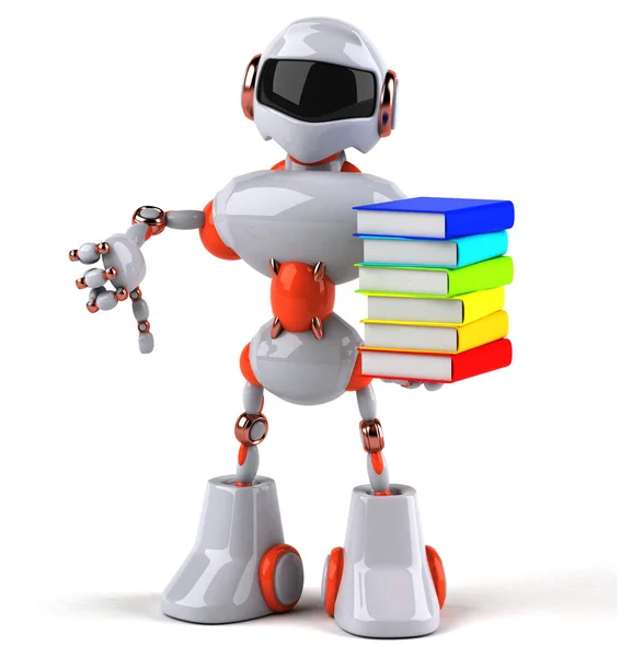 Robot avec pile de livres — Photo