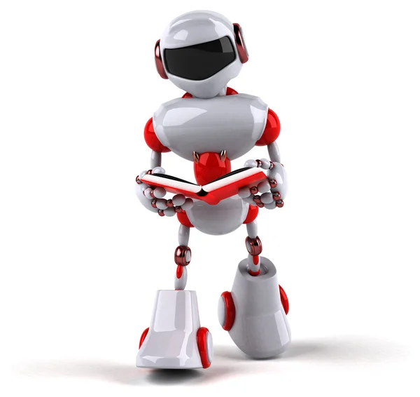 Rolig robot med bok — Stockfoto