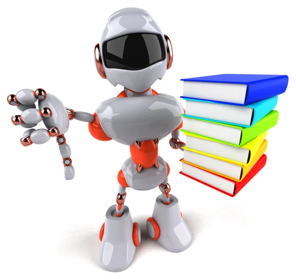 Robot avec pile de livres — Photo