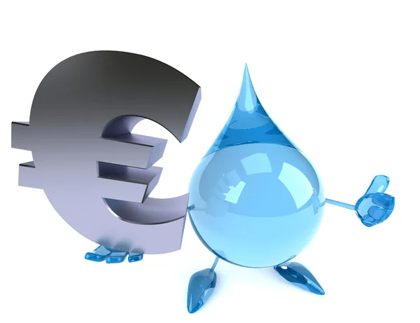 Vattendroppe med eurotecknet — Stockfoto