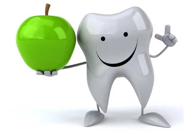 Fun tooth with apple — Stock Photo, Image