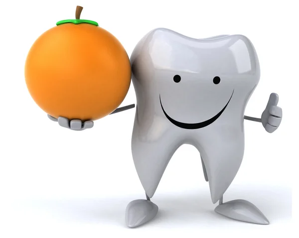 Zábavné zub s pomerančem — Stock fotografie