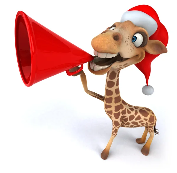 Fun giraffe with loudspeaker — Stock Photo, Image
