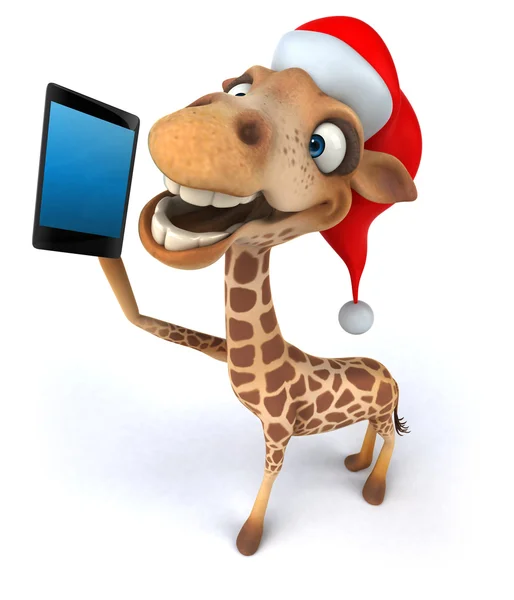 Spaßgiraffe mit Smartphone — Stockfoto