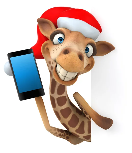 Girafa divertida com telefone inteligente — Fotografia de Stock