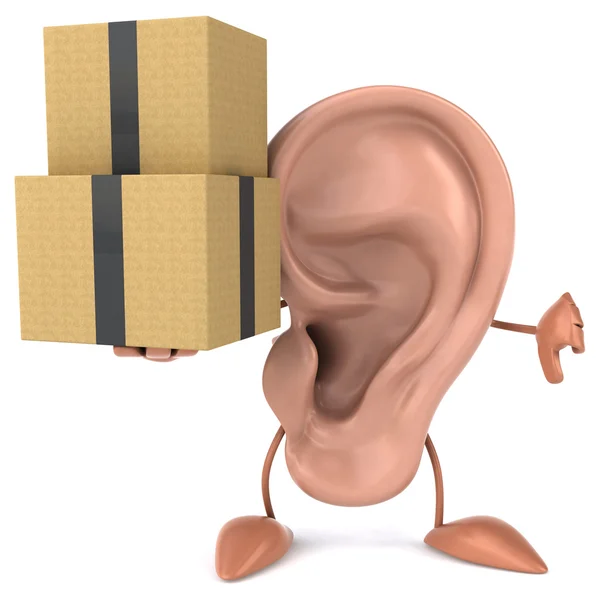 Ear with boxes in his hand — Stock Photo, Image
