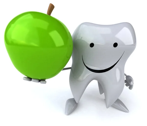 Divertido diente con manzana —  Fotos de Stock