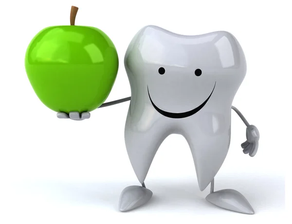 Веселий зуб з яблуком — стокове фото